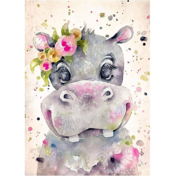 Watercolor Hippo