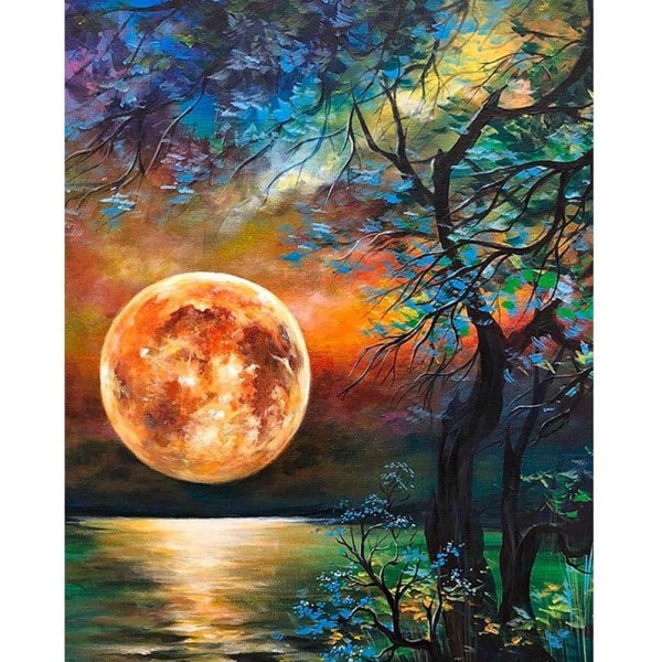 Full Moon Tree Painting