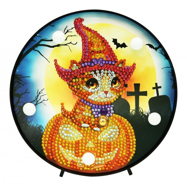 Halloween Pumpkin Cat Diamond Painting Light