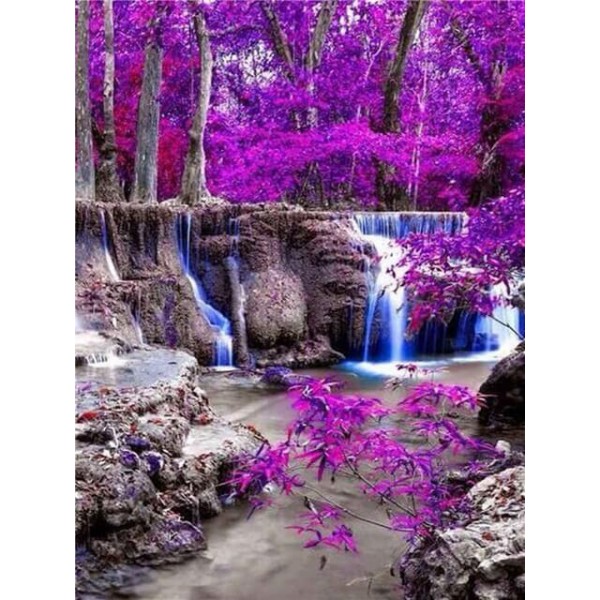 Purple Forest & Waterfall