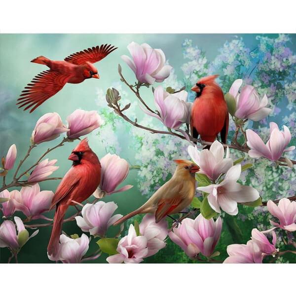 Cardinals and Blossoms