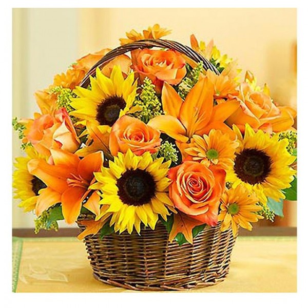 A Basket of Sunflowers