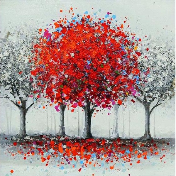 Water Color Red Tree