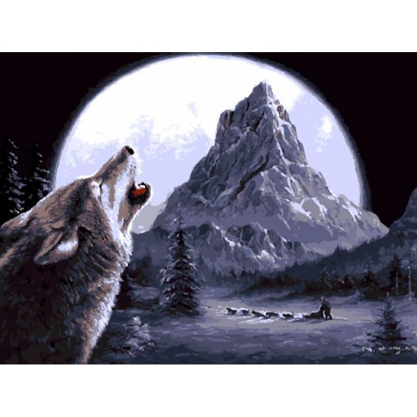 Wolf Howling On Full Moon