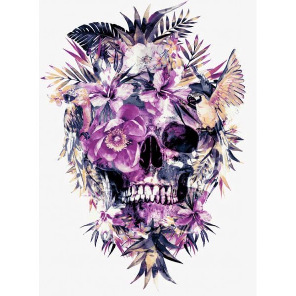 Purple Floral Skull
