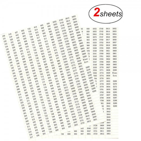 455 Diamond Color Number Stickers(2 Sheets)
