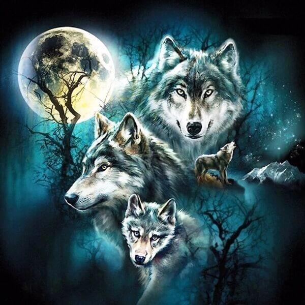 Moonlight Forest Wolves