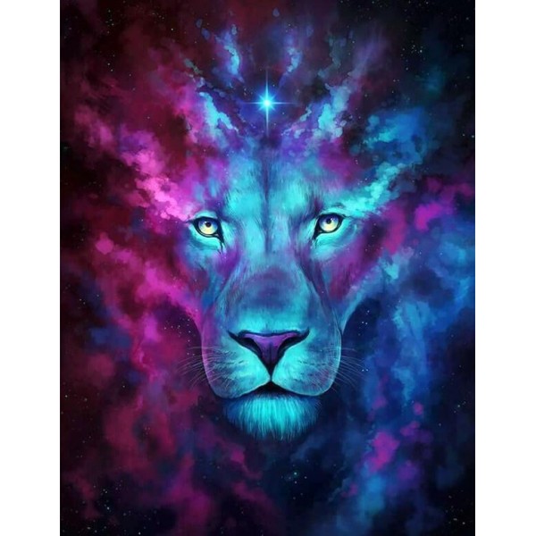 Purple Blue Powerful Lion