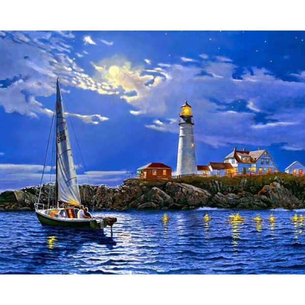 Lighthouse Night Painting