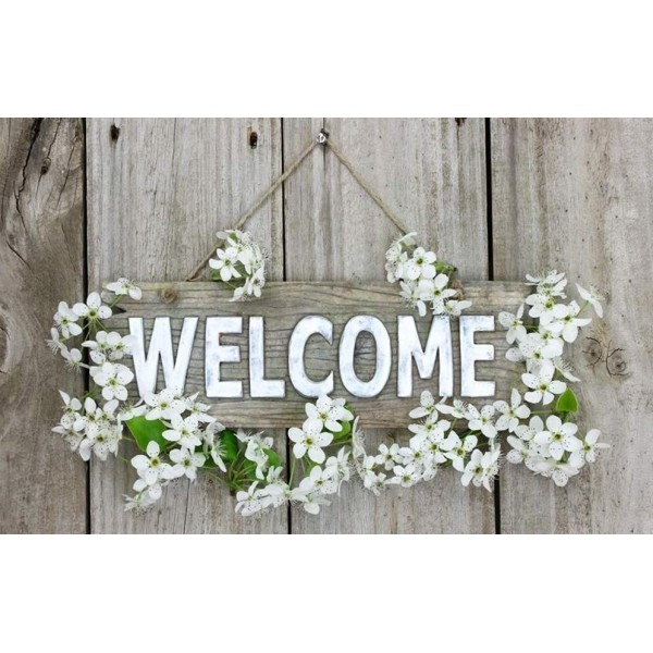 Floral Wood Welcome