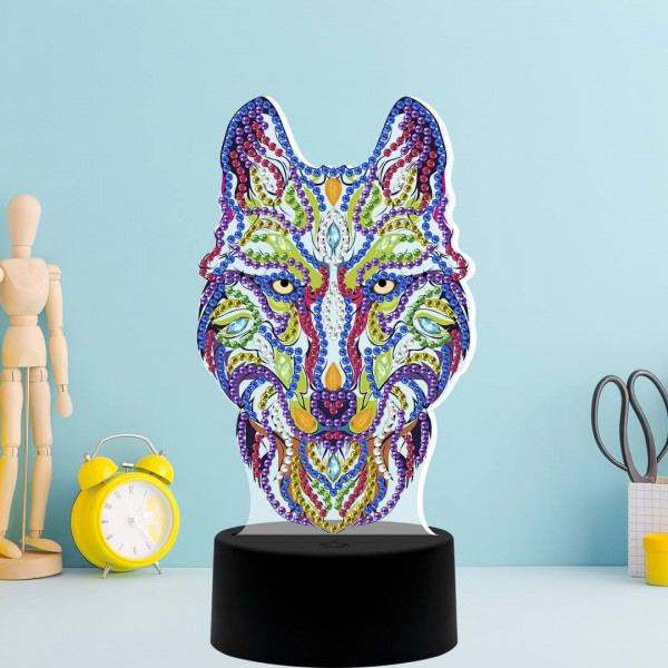 Wolf Diamond Painting Lamp