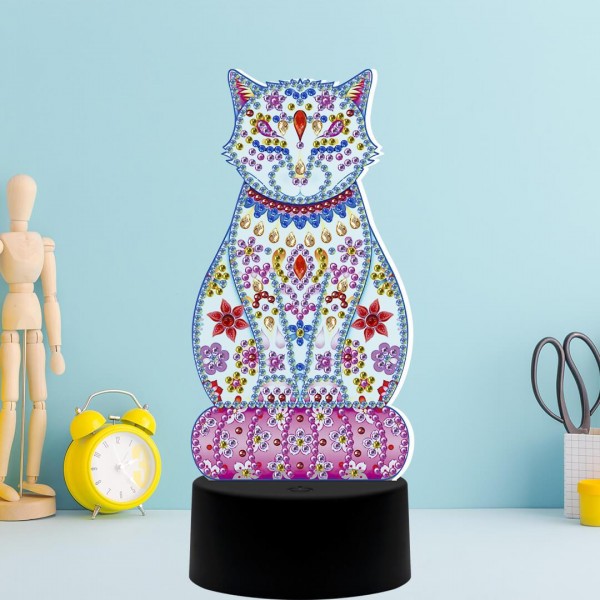Feline Cat Diamond Painting Lamp