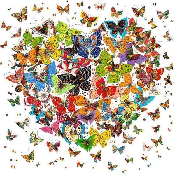 Colored Butterfly Heart